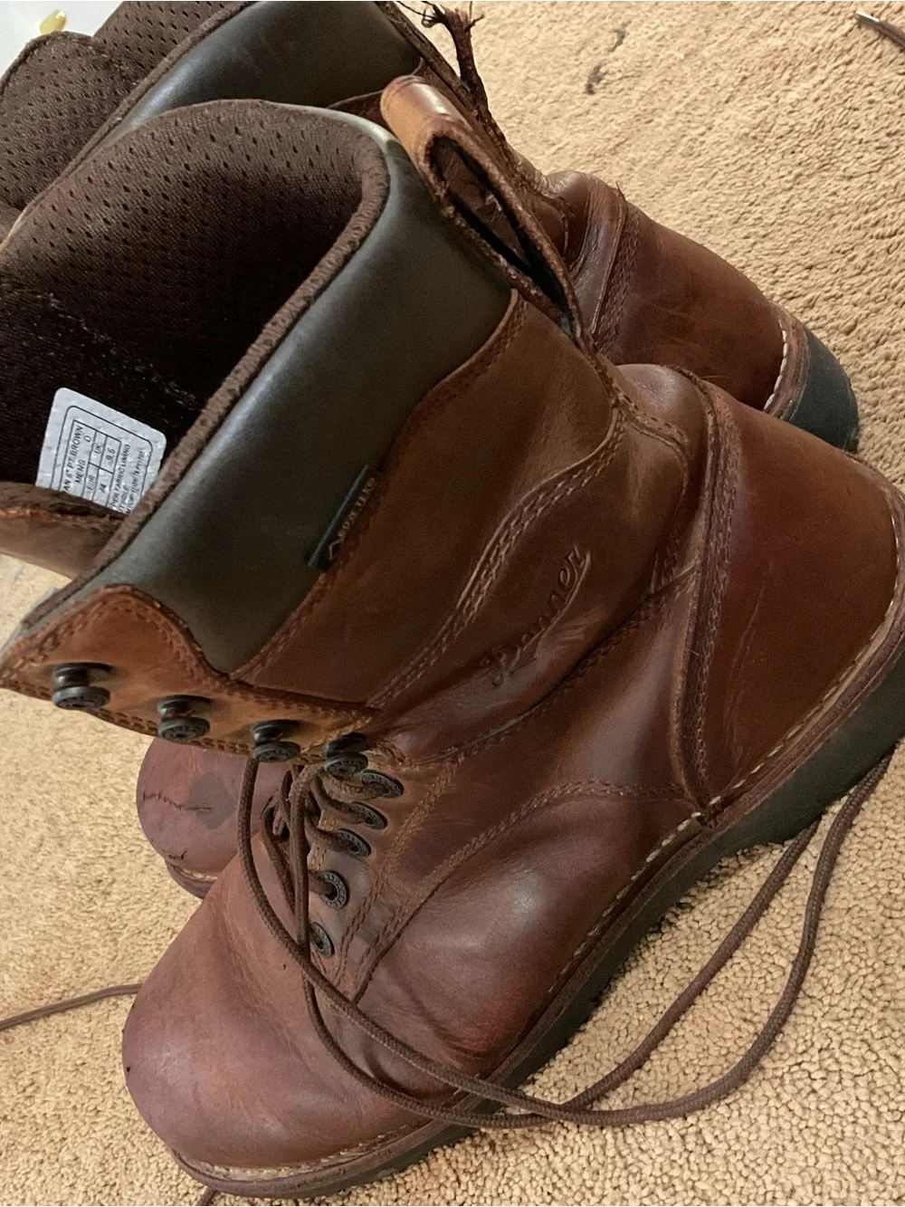 Dingo Men's Brown Leather Lace-Up Work Boots Size 10